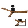 Modern Forms 3-Blade Smart Ceiling Fan 54" Matte Blk Distressed Koa w/Remote Control (Light Kit Sold Separately) FR-W1811-54